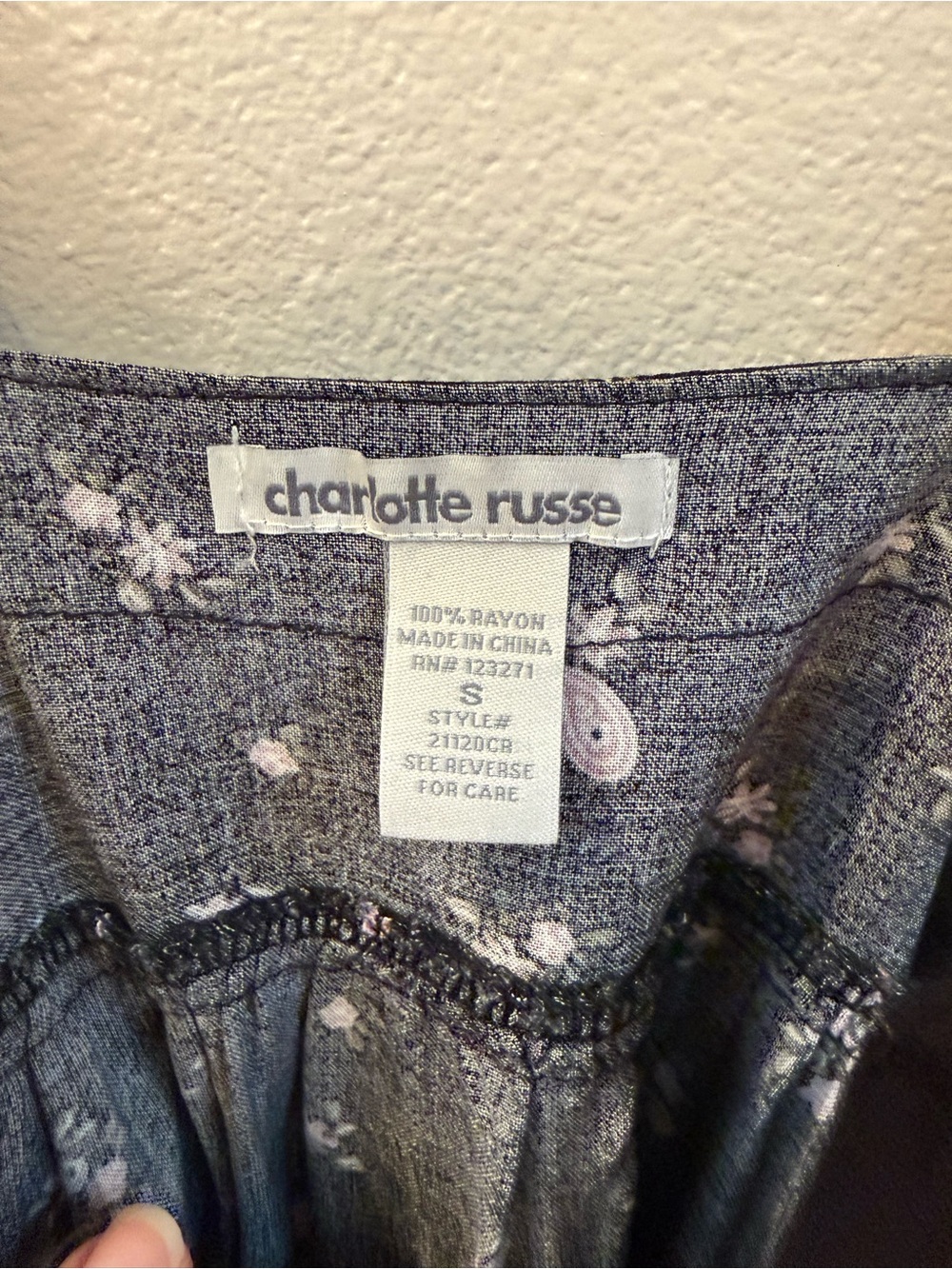 Charlotte Russe Black Mini Overall Dress with Pink Floral Print - Picture 2 of 5